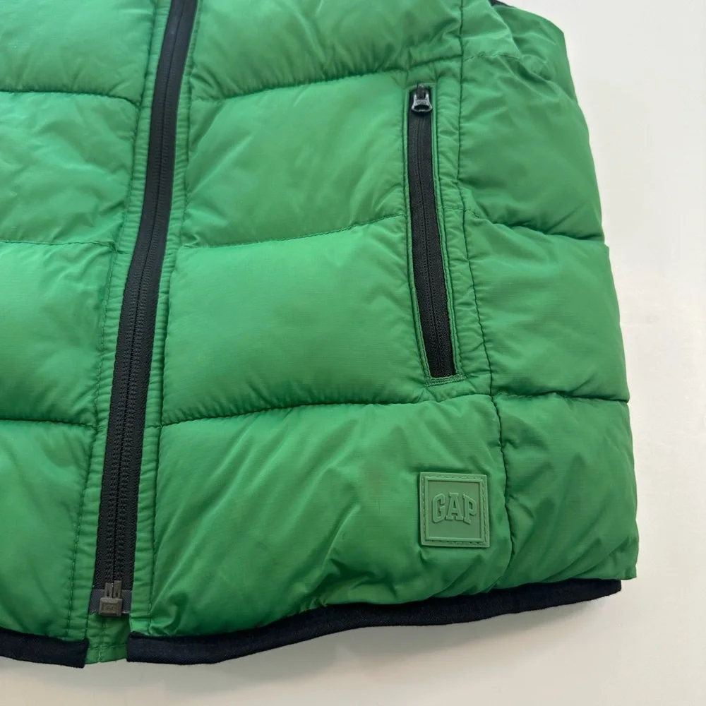GAPKids Puffer Vest Fleece Lining Full Zip Pockets Green Boys Youth Size Small
